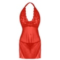 thumbnail image 5 of Gibobby Conjunto de lencería sexy para mujer con liguero, brasier de encaje y bragas conjunto de tirantes exóticos(Rojo, M), 5 of 5