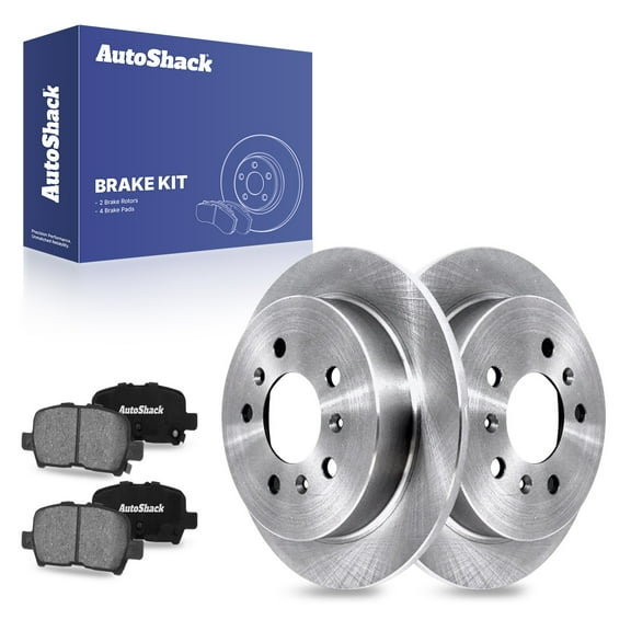 AutoShack 10.93" (277.6 mm) Rear Solid Brake Rotors   Ceramic Brake Pads | Replacement for 2010 Chevrolet Impala | 6-PC Brake Kit