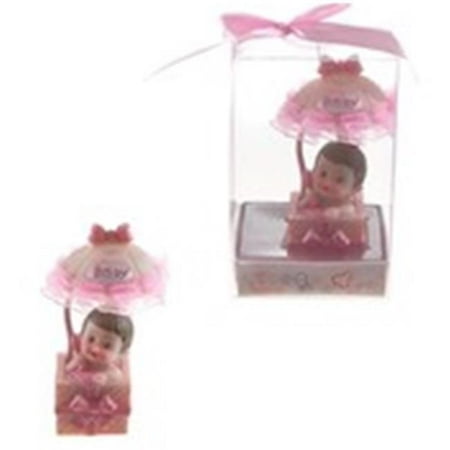 Ddi 1774763 Baby in Gift Box with Awning Poly Resin - Pink Pack of 48
