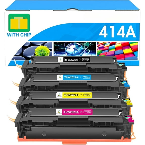 414A Toner Cartridges 4 Pack: MFP M479fdw Compatible for HP 414A 414X 414 M479fdn M454dn for HP Color Laserjet Pro MFP M479fdw M454dw M455dn M479 M454 Printer Ink High Yield with Chip (K/C/M/Y)
