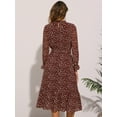 thumbnail image 3 of DARING DIVA Fall Floral Long Sleeve Chiffon Midi Dress S Wine Red, 3 of 6