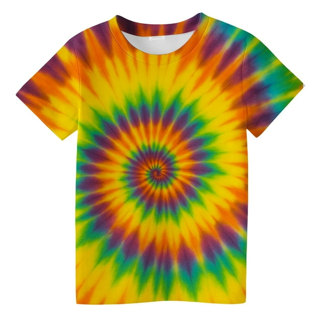 T-shirts Graphiques pour Filles, Manches Courtes Décontractées, Imprimé Tourbillon, Col Rond, pour Usage Quotidien, Tout-Petits et Enfants de 2 à 13 Ans