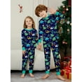 thumbnail image 3 of WIBACKER Kids Christmas Navy Dinosaur Pajamas Long Sleeve Holiday Pjs Set Toddler Boys Girls Xmas Jammies 2-14 Years, 3 of 10