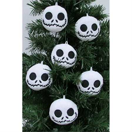 nightmare before christmas plush ornament set featuring 6 jack skellington christmas tree plush ornaments - average 2.5