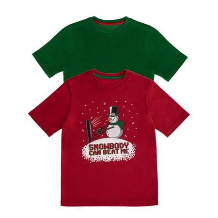 Christmas Sale Clothing Uk Wonder Nation Christmas Short Sleeve Graphic T-Shirt - 2 Pack Value Bundle (Little Boys, Big Boys & Husky) ()