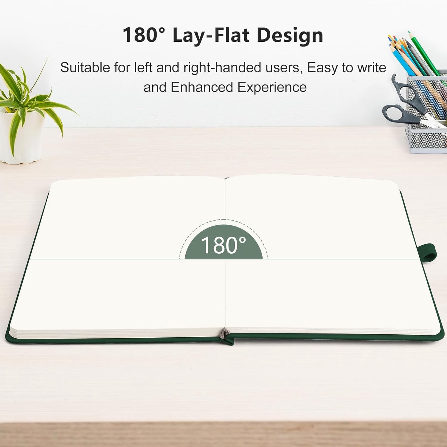 Blank Journal Notebook, 2-Pack, 192 Pages per Pack, A5 Medium Size (5.7'' x 8.3''), Leather Hardcover, 100 GSM Thick Paper, for Sketching, Drawing, Painting (Black & Dark Green)