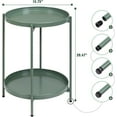 thumbnail image 3 of Hltsar 2-Tier Round Gold Side Table  Outdoor Small Folding Accent Stand with Removable Tray  Anti-Rust Metal Asional Table for Balcony Patio Living Room  Nightstand for Bedroom(Gold), 3 of 9