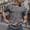 Grey, variant on Men Polo T Shirts Short Sleeve V Neck Hollow Out Knit Tee Shirts Loose Fit Black Men Shirt