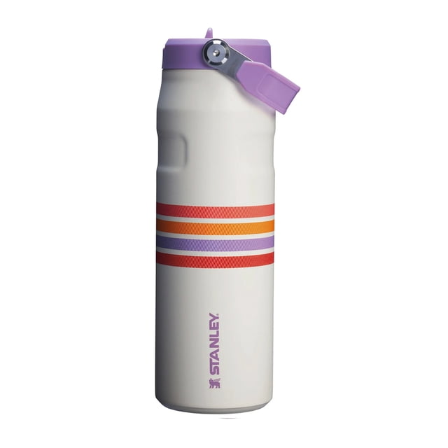90475PT TERMO ICEFLOW AEROLIGHT FLIP STRAW VARSITY 24oz CREAM LILAC STRIPE MARCA STANLEY