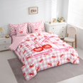 thumbnail image 2 of Catabedysis Pink Bows Monogram K 7pcs Queen Bedding,Sweet Fruit Cherries Print Bedding Comforter Set Queen,Pink Reversible For Girls, 2 of 7