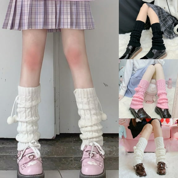 Dianli Ankle Warmers Women's Japanese Style Kawaii Leg Warmers - Wool Knit Socks for Casual and Yoga Wear - Cute and Functional Design Black,Pink,White One Size