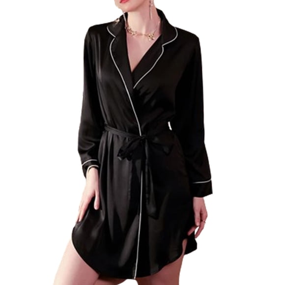 LSLJS Women's Sexy Simulation Silk Mid Length Silk Home Clothing Bathrobes Pajamas, Robes Gifts for Women