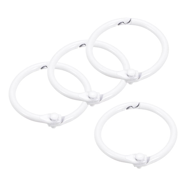 Anillos de encuadernación de hojas sueltas Uxcell, anillo de libro de metal de 30mm/ 1.18", blanco, paquete de 4