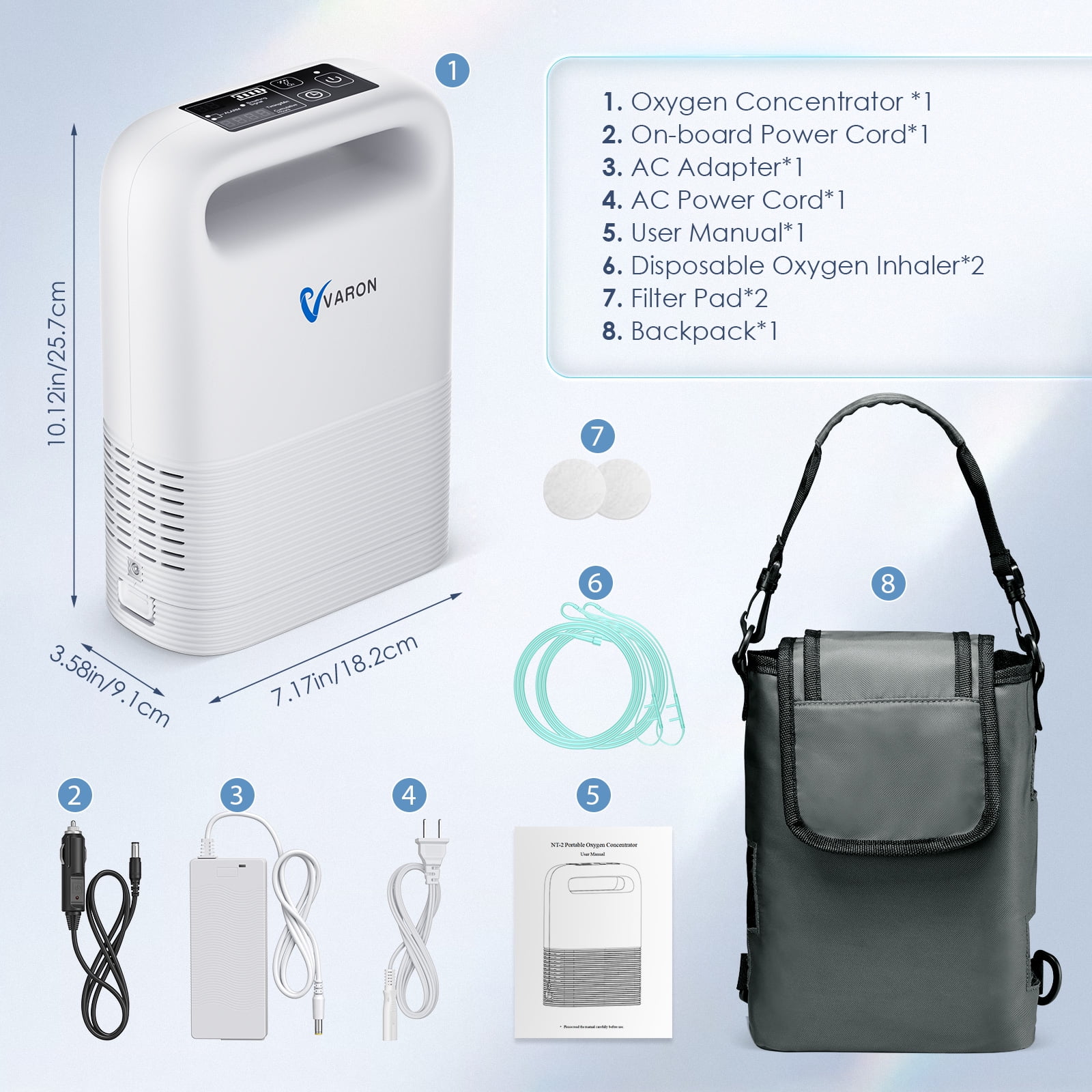 Portable 1-5L Adjustable Generator- oxyegen-Tube Quiet(All-Age Use) Concentrator De Oxigeno 1-5L Stable for Home Use(4.8lbs) V24