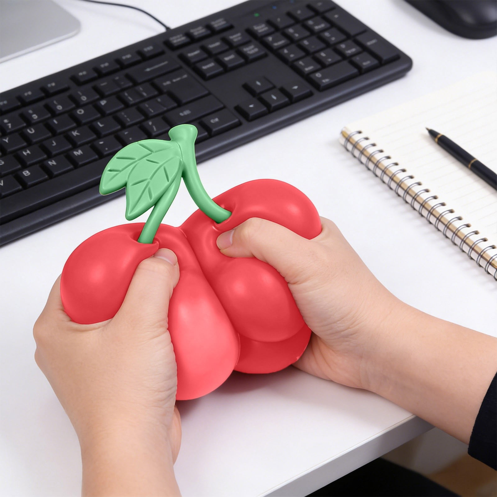 Large Cherry Squishy, Squeeze Fruit, Sensory Fidget Ball Soft Food Squeeze Ball Stress Relief Novelty for Adults