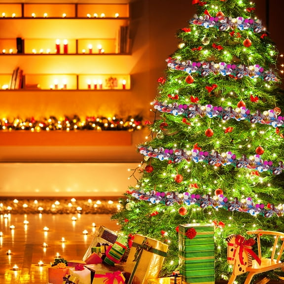 Mecorevxz 6.56Ft Christmas Ribbon Decorations with LED Lights Suitable for Decorating Christmas Trees Stairs Porches Indoor and Outdoor Decorations Warming Lights