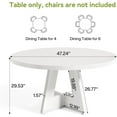 thumbnail image 3 of LITTLE TREE Round Dining Table for 4-6 People, 47 Inches White Circle Dinner Kitchen Dining Room Table with Wooden Pedestal Base for Kitchen, Living Room, 3 of 16