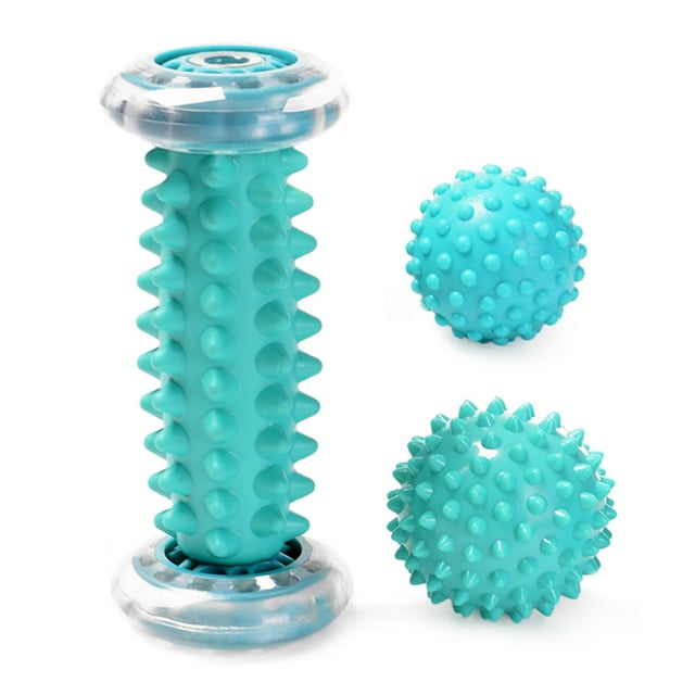 Plantar Fasciitis Foot Massage Roller with Spiky Massage Ball for Hand Leg Back Pain Therapy Deep Tissue Trigger Point Recovery