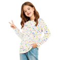 thumbnail image 4 of Abcomgle Long Sleeve T Shirts for Girls 10-12 Crewneck Winter Shirts for Girls Trendy Basic Top for Girls Cute Floral Print Girls Blouses with Pocket, 4 of 5