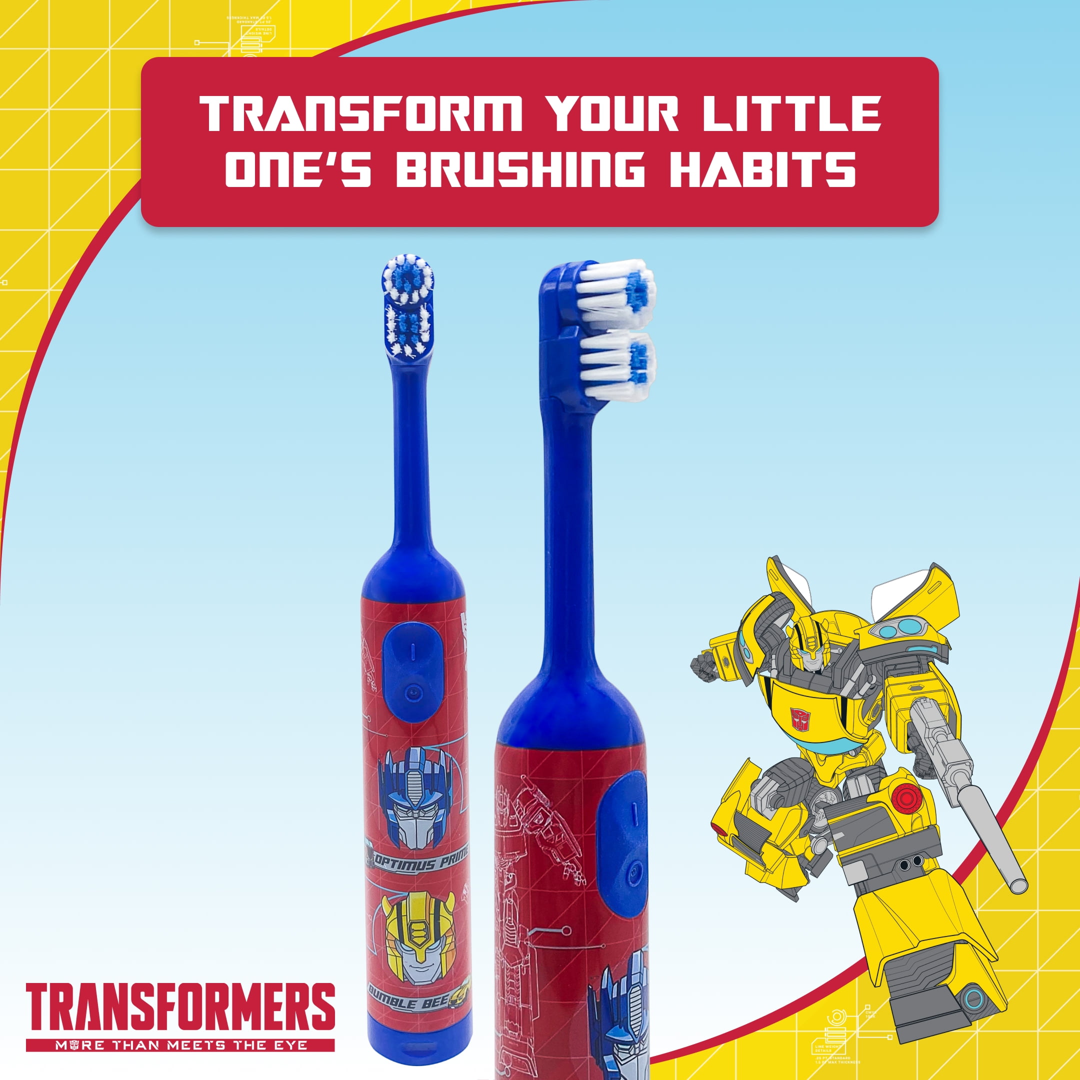 Equate Kids Transformers Oscillating Battery-Powered Electric Toothbrush, Blue and Red