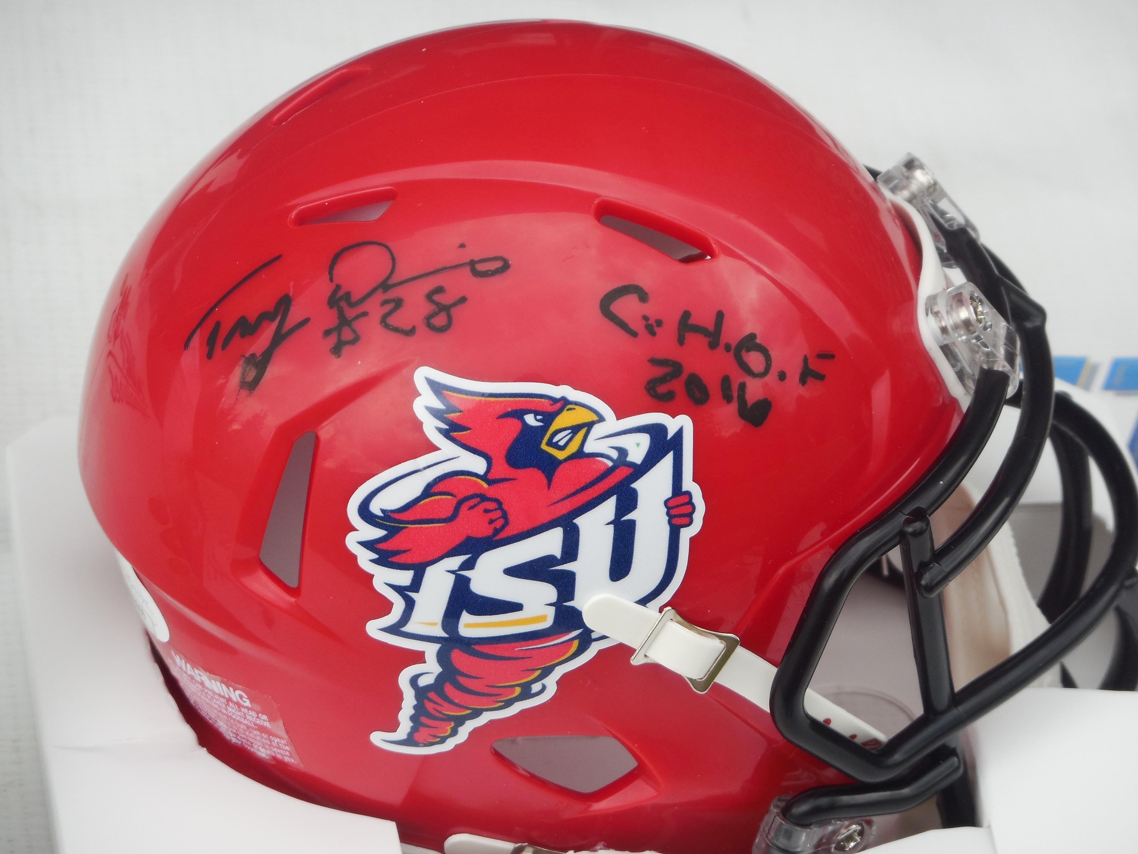 Troy Davis signed autographedIowa State Cyclones mini speed helmet w/ CHOF JSA COA