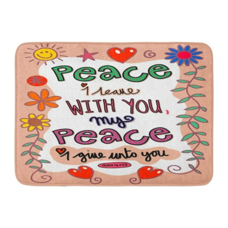 Godpok Religious Bible Doodle Scripture Text Which Says Peace I Leave With You My Give Unto John 14 V 27 Verse Rug Doormat Bath Mat 23 6x15 7 Inch