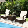 thumbnail image 3 of Gymax Ensemble de Conversation en Rotin de Patio 3 Pcs Ensemble de Meubles d'Extérieur avec Coussins de Table, 3 of 10