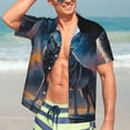 thumbnail image 5 of Lsque Lonely Night Sky Wolf pattern Hawaiian Shirt for Men, Unisex Summer Beach Casual Short Sleeve Button Down Shirts-3X-Large, 5 of 9
