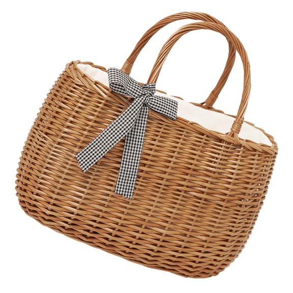 Luxshiny Handwoven Rattan Basket Assorted Color Sturdy Storage Container for Home Use
