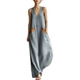 thumbnail image 2 of YuXingFu Womens Cotton Summer Dresses Casual Maxi V-Neck Plus Size Womens Dress Sleeveless with Pocket Long Casual Summer White XL, 2 of 9
