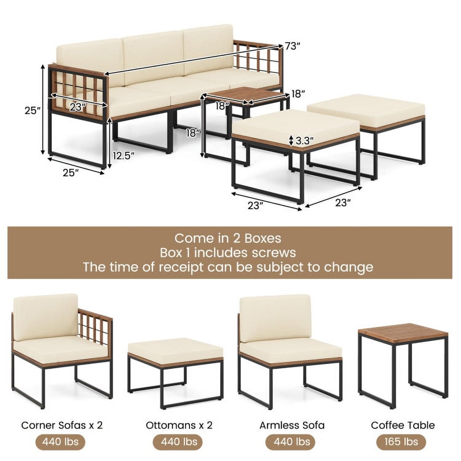 Aimee Lii 6 Pieces Patio Chair Set Acacia Wood Outdoor Sofa Set with Soft Cushions, Outdoor Patio Furniture Sets, Beige Aimee Lii 6 Pieces Patio Chair Set Acacia Wood Outdoor Sofa Set with Soft Cushions, Outdoor Patio Furniture Sets, Beige
