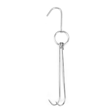 

Stainless Steel Double Meat Hooks Roast Duck Turkey Bacon Clasp BBQ Grill Hanger