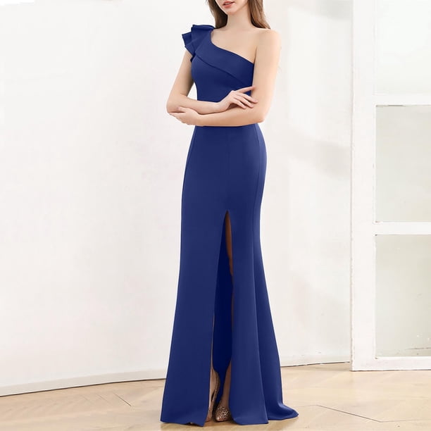 one shoulder fishtail dress One Shoulder Fishtail Maxi Dress Open Back Gala Dress Bodycon Maxi Train Dress One Shoulder Formal Maxi Women