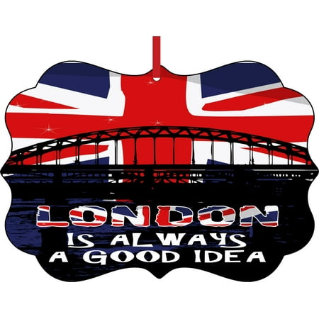 London Christmas Ideas London is Always a Good Idea United Kingdom UK GB Great Britian Elegant Aluminum Semigloss Christmas Ornament Tree Decoration - Unique Modern Novelty Tree Décor Favors ()