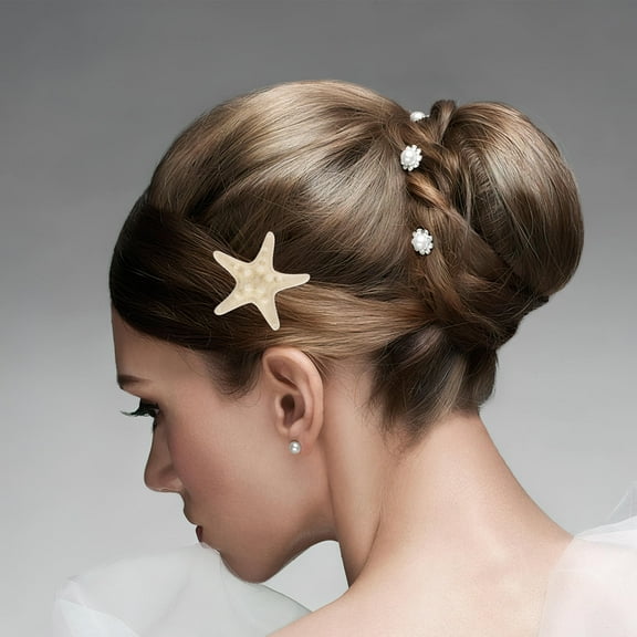 Homoyoyo  6pcs Ocean Style Beige Sea Star Hair Barrettes for Women Styling 2×1.6×0.8in
