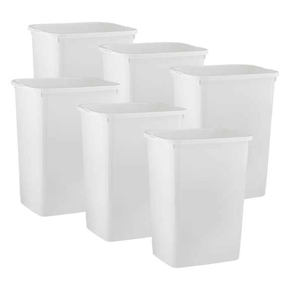 Superio Large Kitchen Trash Can 13 Gallon, 52 Qt Waste Bin for Kitchen, Garage, Indoor and Outdoor Trash Can (6, White)