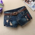 thumbnail image 2 of Sngxgn Women's High Waisted Ripped Stretchy Denim Short Summer Jean Shorts(Dark Blue,XXL), 2 of 7