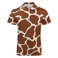 thumbnail image 4 of Giraffe Pattern Men Zipper T-shirt Summer Casual Short Sleeve T-shirt Top, 4 of 7