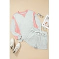 thumbnail image 3 of Women's Light Grey Color Block Raw Hem Pullover and Casual Shorts Set, (US 16-18)XL, 3 of 12