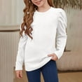 thumbnail image 3 of Today Casual Shirts for Teen Girls Round Neck Blouses Puff Long Sleeve Top Girls Solid Color Tee Shirts Ribbed Knit T Shirt, 3 of 7