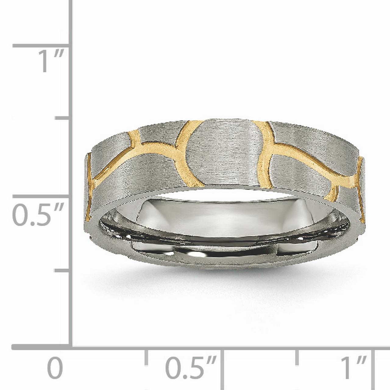 Titanium Grooved Yellow IP-plated Ladies 6mm Brushed Band