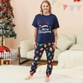 thumbnail image 5 of Odeerbi Christmas Pajamas for Family Holiday Short Sleeve Family Christmas Pajamas Matching Sets Mom Casual Print Top with Bottom Outfits Home Wear Sleepwear Family Matching PJs Set Blue, 5 of 7