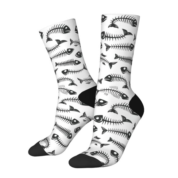 Saiise Chaussettes Unisexes à Imprimé Os de Poisson, Chaussettes Décontractées et Athlétiques, Chaussettes de Course Respirantes pour Adultes