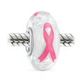 thumbnail image 2 of Bling Jewelry Womens Strength & Hope Pink Ribbon Glass Charm Bead for Breast Cancer Survivor Bracelet, 2 of 4