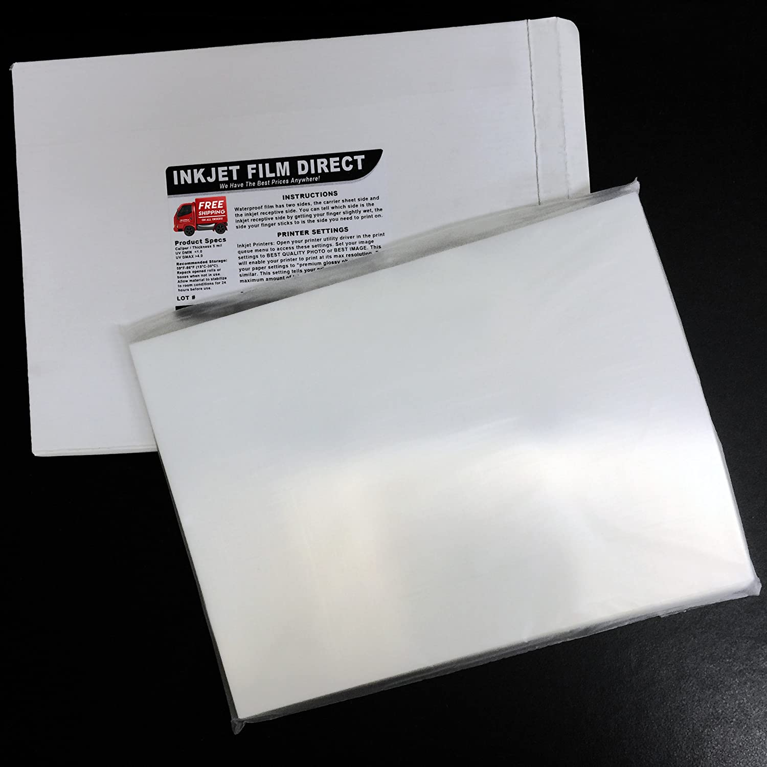 8.5 x 11”| Waterproof Inkjet Film Sheets | Screen Print Direct