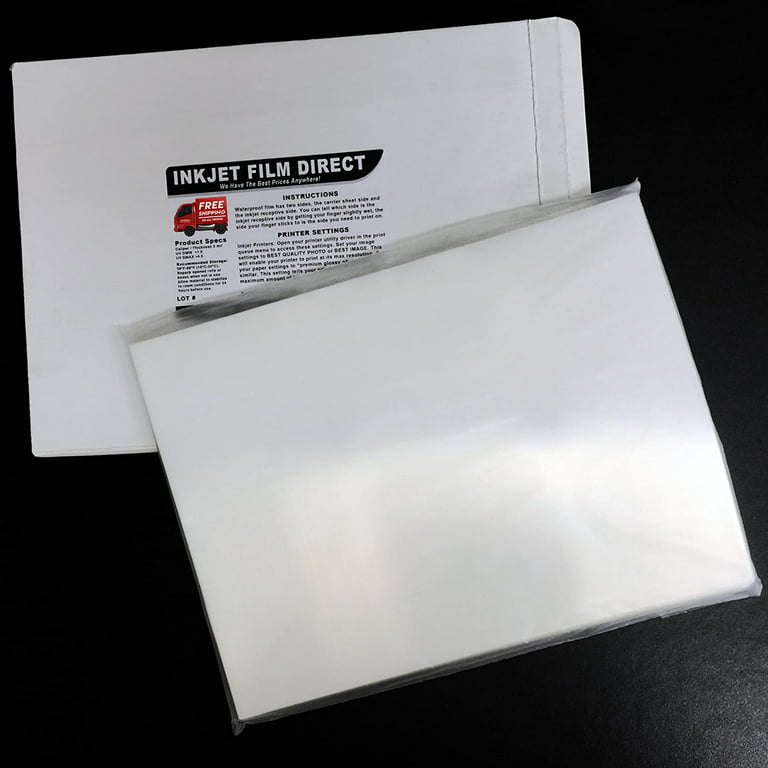 8.5 x 11”| Waterproof Inkjet Film Sheets | Screen Print Direct