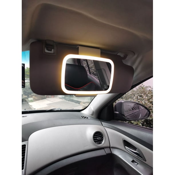 Espejo de maquillaje con visera solar para coche, espejo de maquillaje con luz LED táctil, espejo de tocador para copiloto