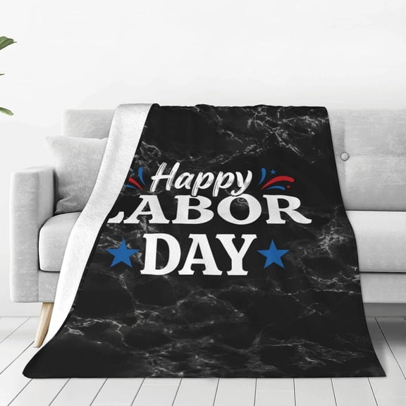 Happy Labor Day Soft Flannel Fleece Throw Blanket 50x40 Inch for Sofa Bed Travel