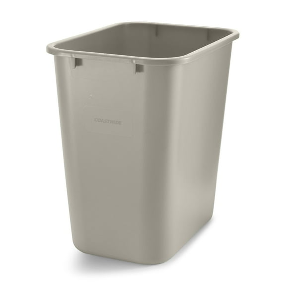 Staples COASTWIDE Indoor Trash Can w/out Lid Beige Soft Plast 7 Gal CW56430