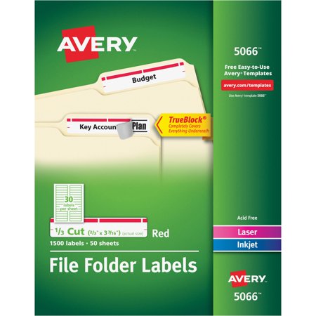 avery permanent file folder labels trueblock inkjet laser red
